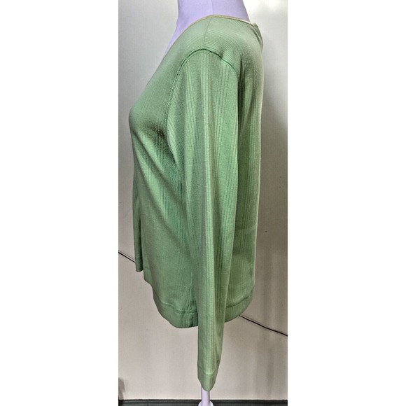 Vintage Weekend Traffic Sz L Green V-Neck Button-Front Long Sleeve Cardigan Top - Picture 5 of 9